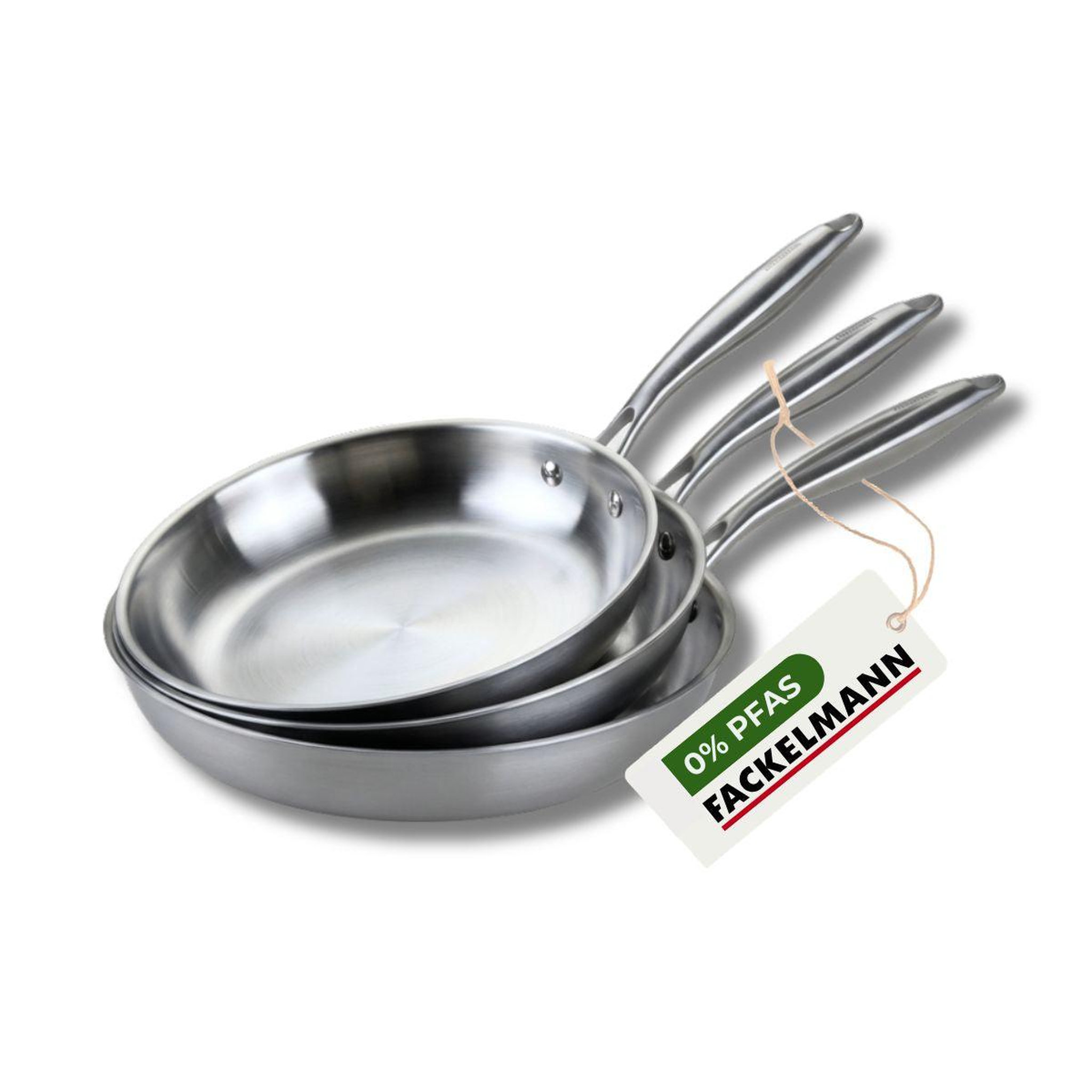 Fackelmann 3 poêles 20 26 et 28 cm inox 18/10 triply fackelmann vita3
