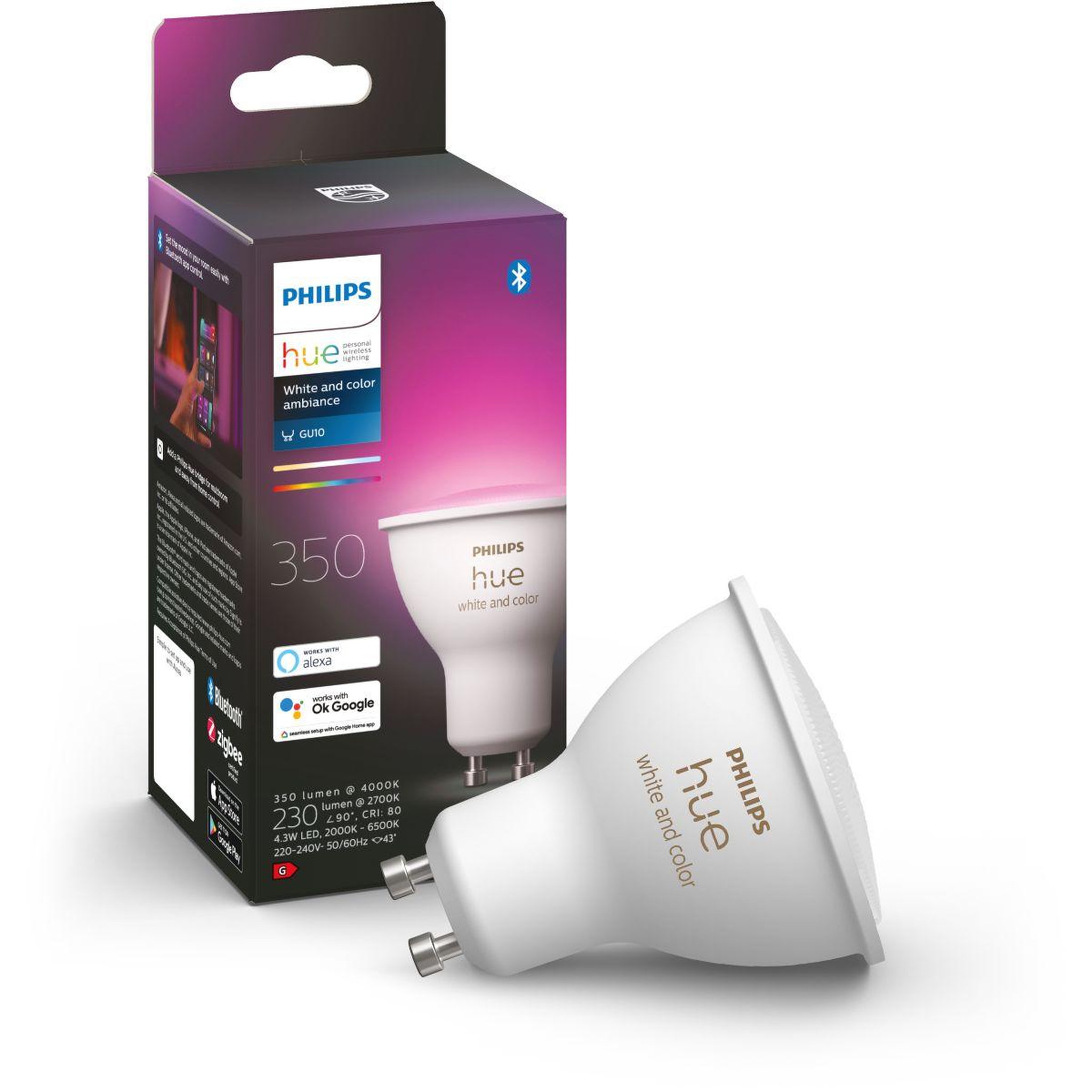 Philips Ampoule LED connectée HUE W&C GU10 5.7W