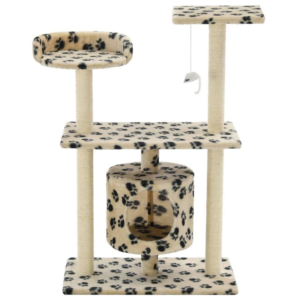 VIDAXL Arbre a chat avec griffoir en sisal 95 cm Beige Motif de pattes