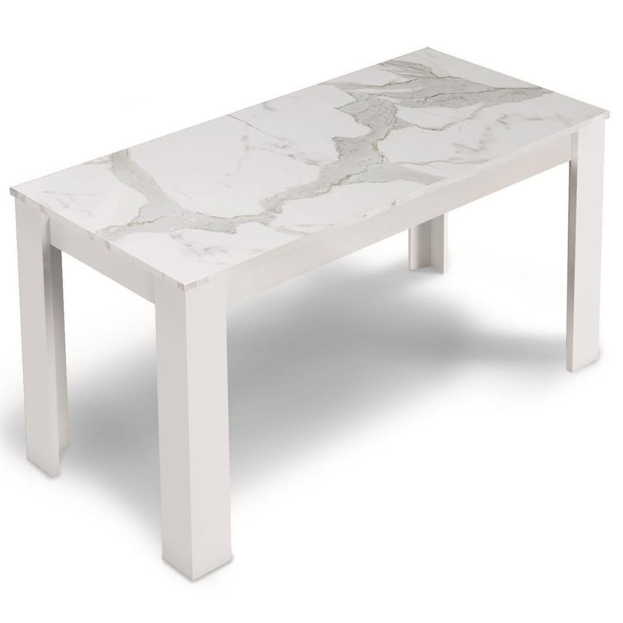 Voir la diapositive 1 : BEST MOBILIER Amaury - table à manger - blanc - plateau effet marbre - 4 à 6 personnes