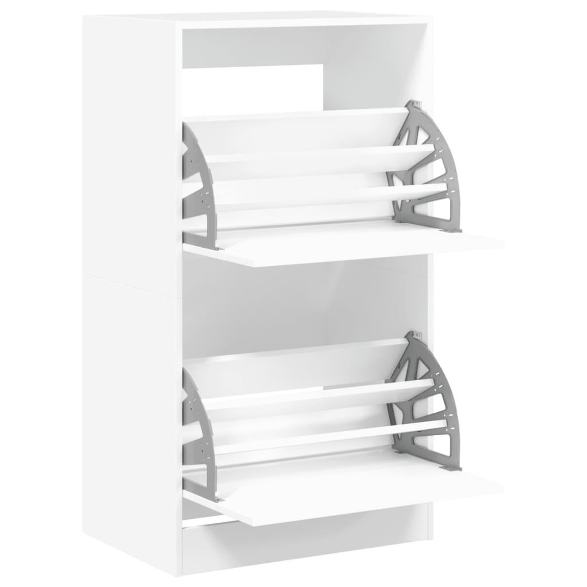 Voir la diapositive 5 : VIDAXL Armoire a chaussures 2 tiroirs rabattables blanc 60x42x108 cm