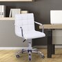 HOMCOM Chaise de bureau fauteuil manager pivotant hauteur réglable revêtement synthétique capitonné blanc