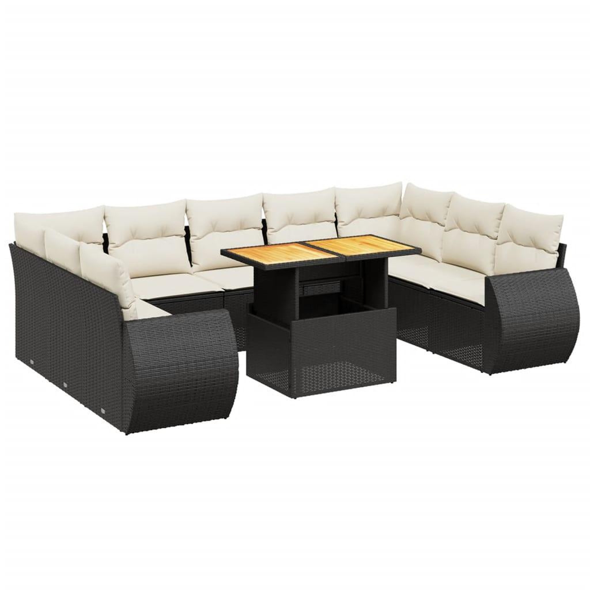 Voir la diapositive 2 : VIDAXL Salon de jardin 10 pcs avec coussins noir resine tressee