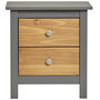 Voir la diapositive 3 : VS VENTA-STOCK Table Chevet Bonnie Gris 2 Tiroirs, Fabriqué en Bois de pin Massif