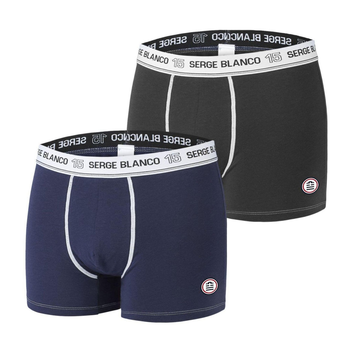 SERGE BLANCO Lot de 2 Boxers homme avec surpiqûres Class