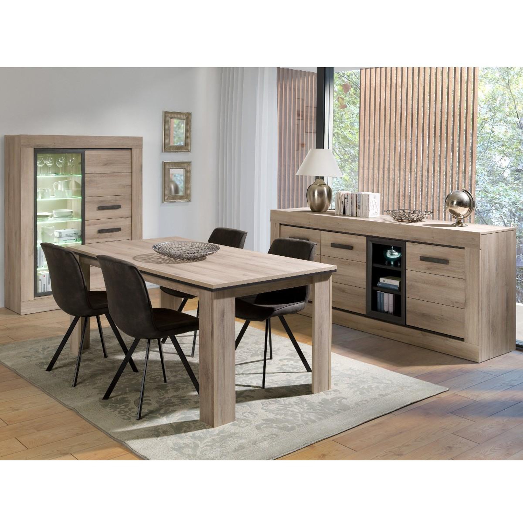 Voir la diapositive 4 : JLC KREATION Buffet bas moderne en bois 3 portes MOA