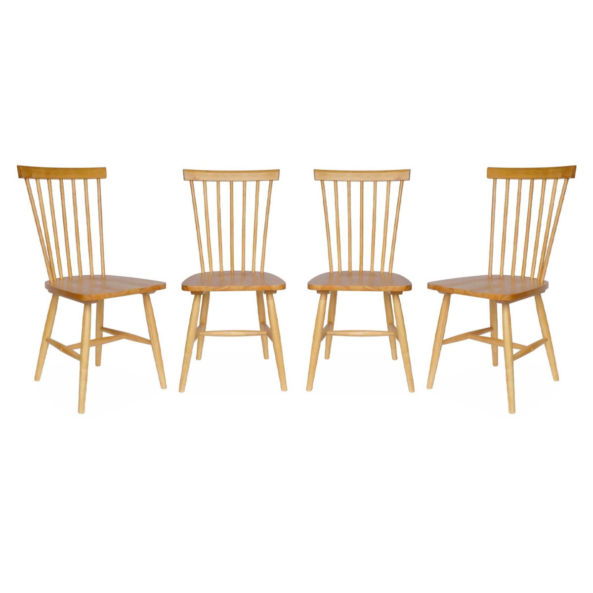 SWEEEK Lot de 4 chaises naturelles à barreaux en bois d'hévéa. ROMIE. L 50.8 x P 44.2 x H 90cm