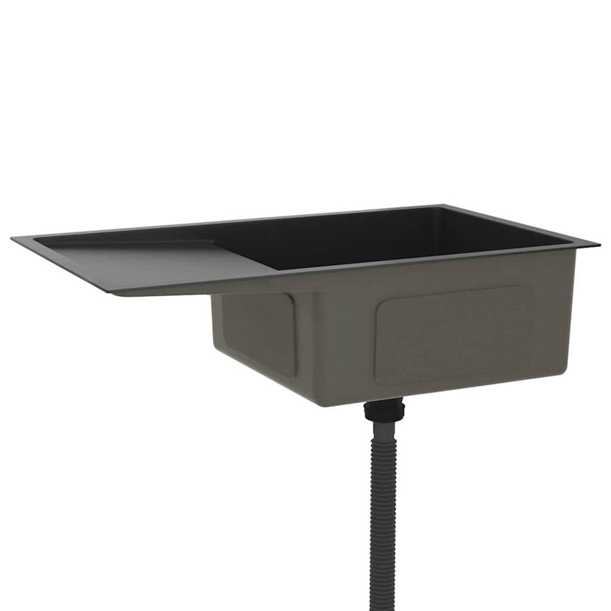 VIDAXL Evier de cuisine fait main Noir Acier inoxydable