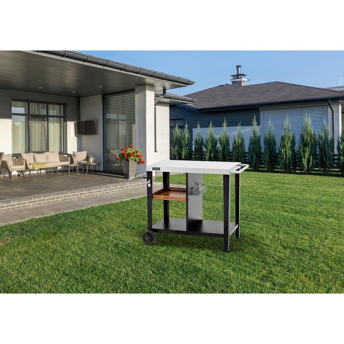 Habitat et Jardin Chariot desserte de barbecue  Gelia  117 x 59 cm - Inox - Noir