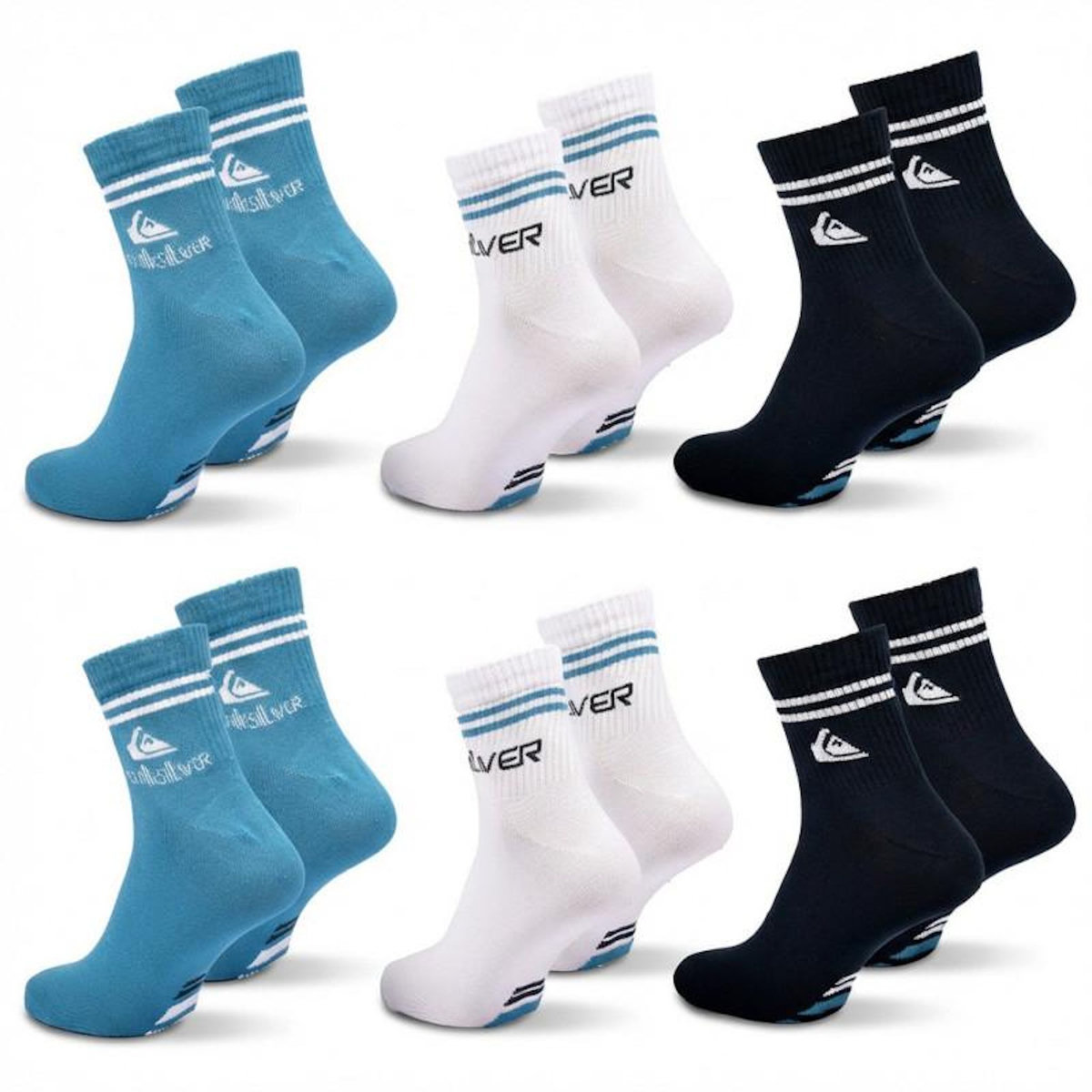 QUIKSILVER Quiksilver Pack de Chaussettes Homme QUARTER– Lot 6 Paires Sport