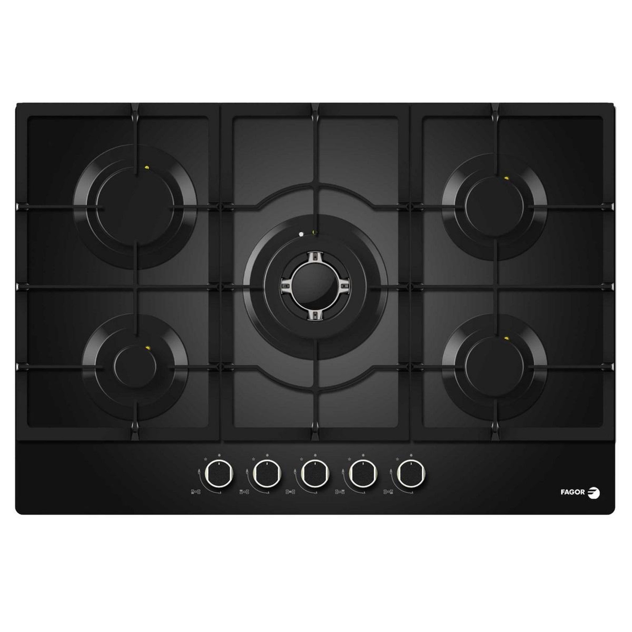 Voir la diapositive 1 : Fagor Table de cuisson gaz 75cm 5 feux noir - fag6650n