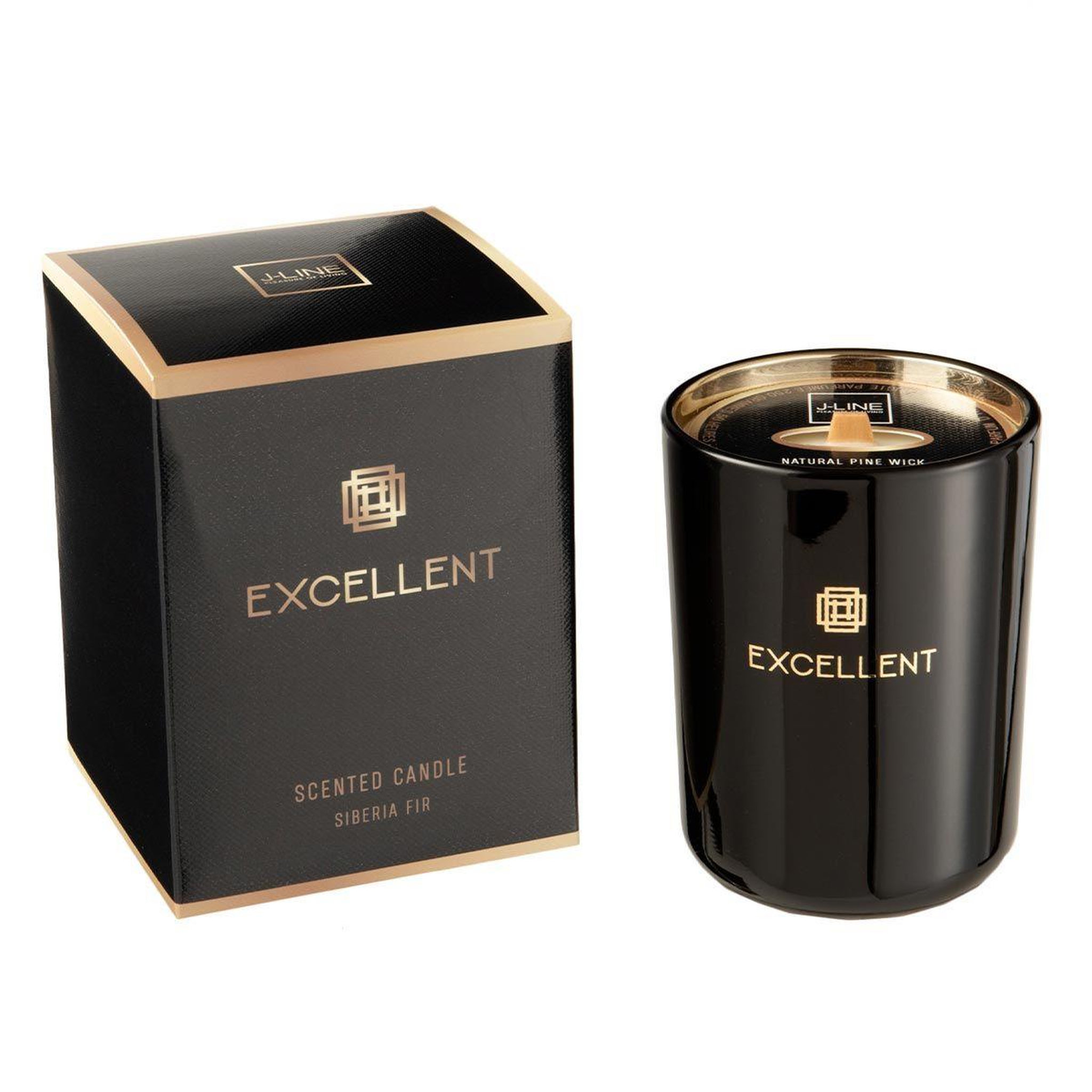 J-LINE Bougie parfumée  excellent  12cm siberia fir noir