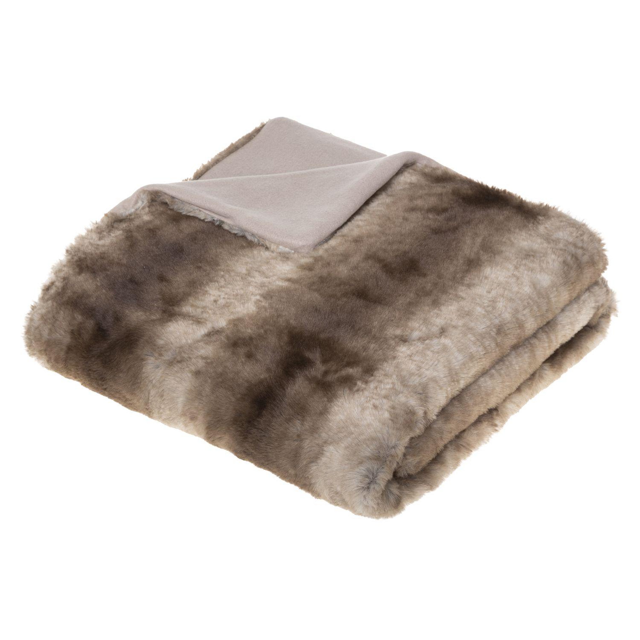 ATMOSPHERA Plaid imitiation fourrure collection Grizzly - 160 x 120 cm - Marron