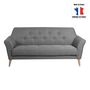 Voir la diapositive 3 : Canapé 3 places scandinave tissu chiné SANTANA, pieds hêtre