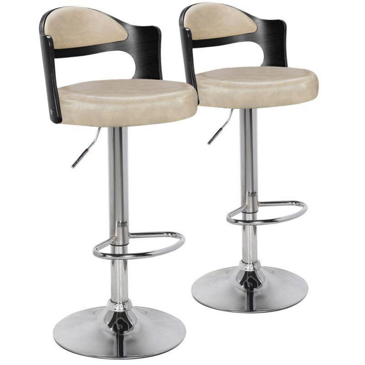 Paris Prix Lot de 2 Tabourets de Bar  Omina  90-110cm Crème