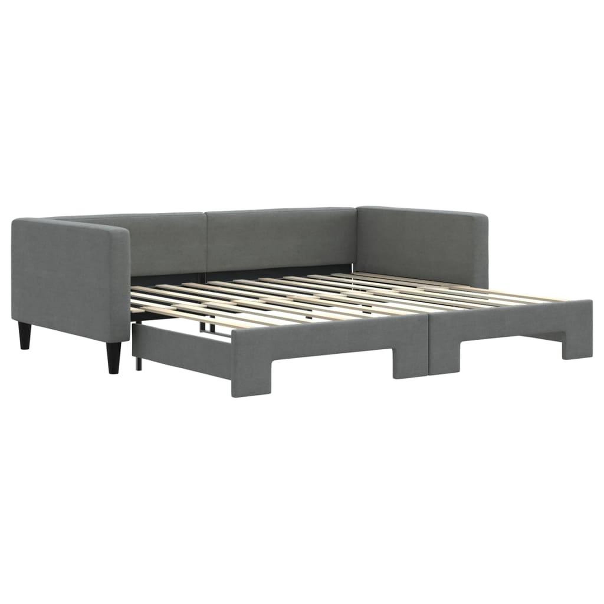 Voir la diapositive 2 : VIDAXL Lit de jour avec gigogne sans matelas gris fonce 100x200 cm