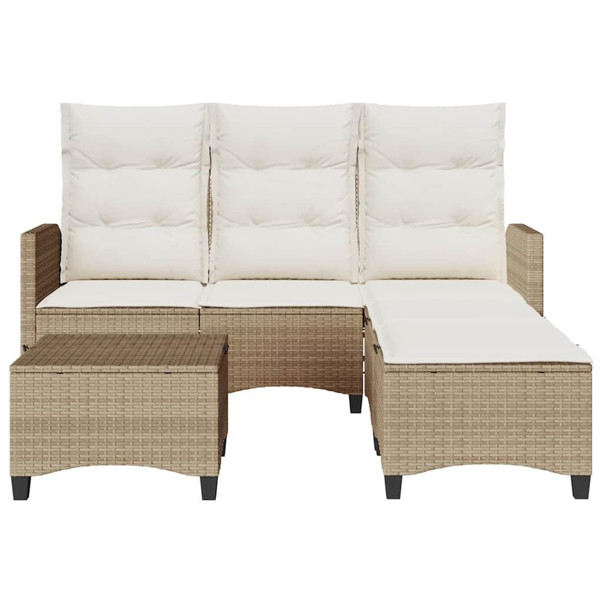 Voir la diapositive 4 : VIDAXL Salon de jardin avec coussins forme de L 3 pcs beige polyrotin