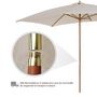 Voir la diapositive 5 : OUTSUNNY Parasol droit rectangulaire bois polyester haute densité 2,95L x 2l x 2,55H m crème