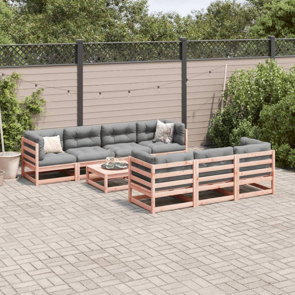 VIDAXL Salon de jardin 8 pcs avec coussins sapin douglas solide