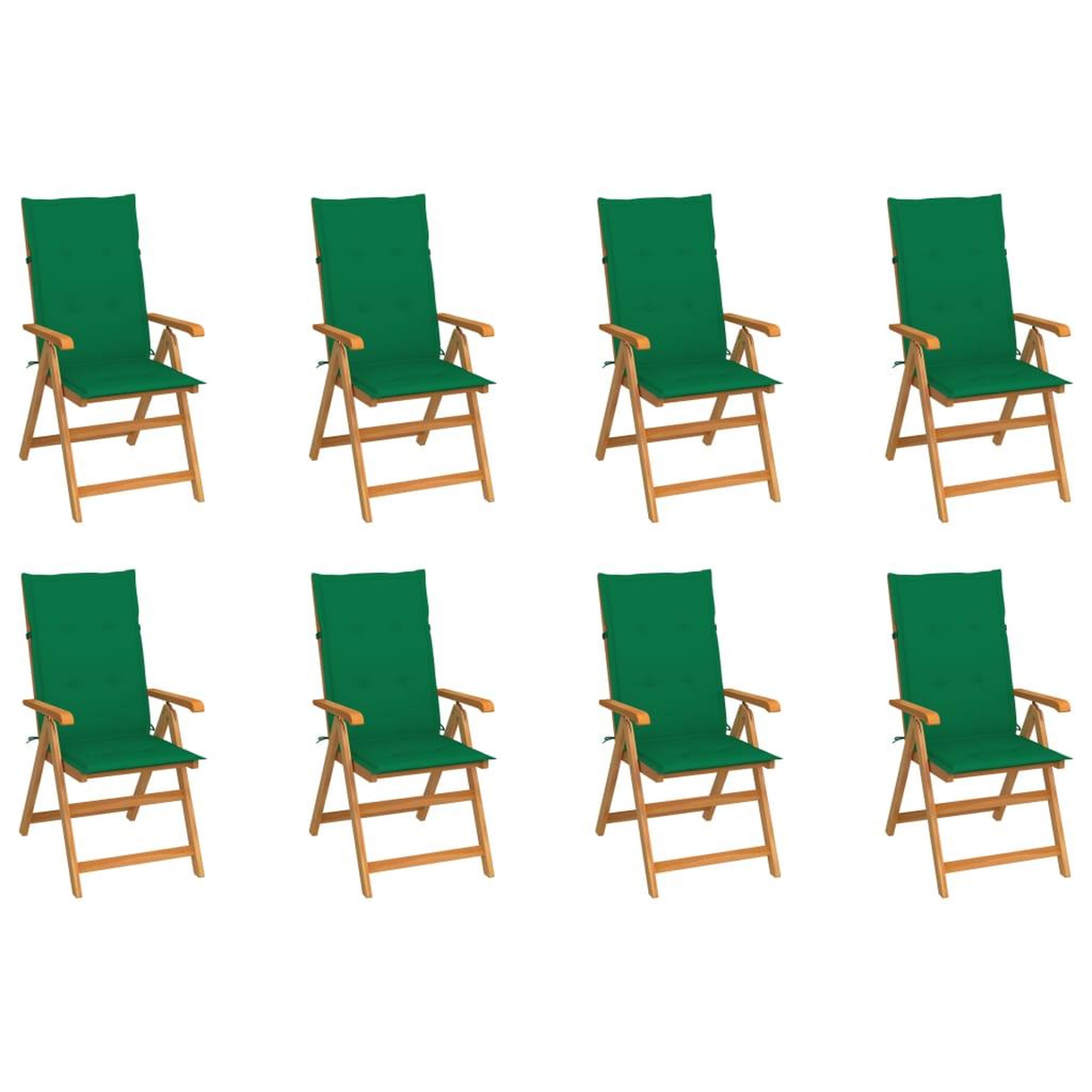 VIDAXL Chaises inclinables de jardin et coussins lot de 8 Teck solide