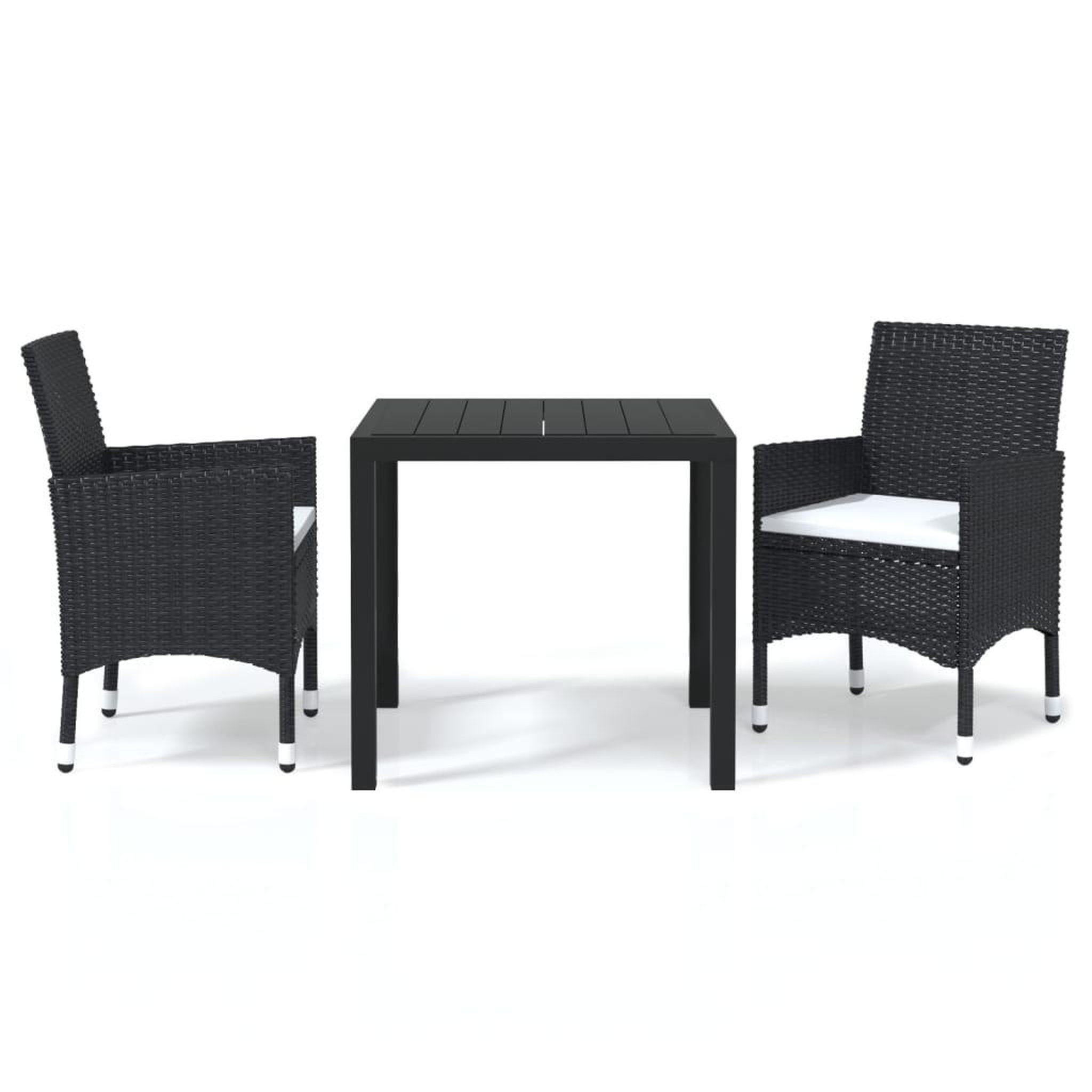Voir la diapositive 2 : VIDAXL Ensemble a dîner de jardin avec coussins 3 pcs poly rotin noir