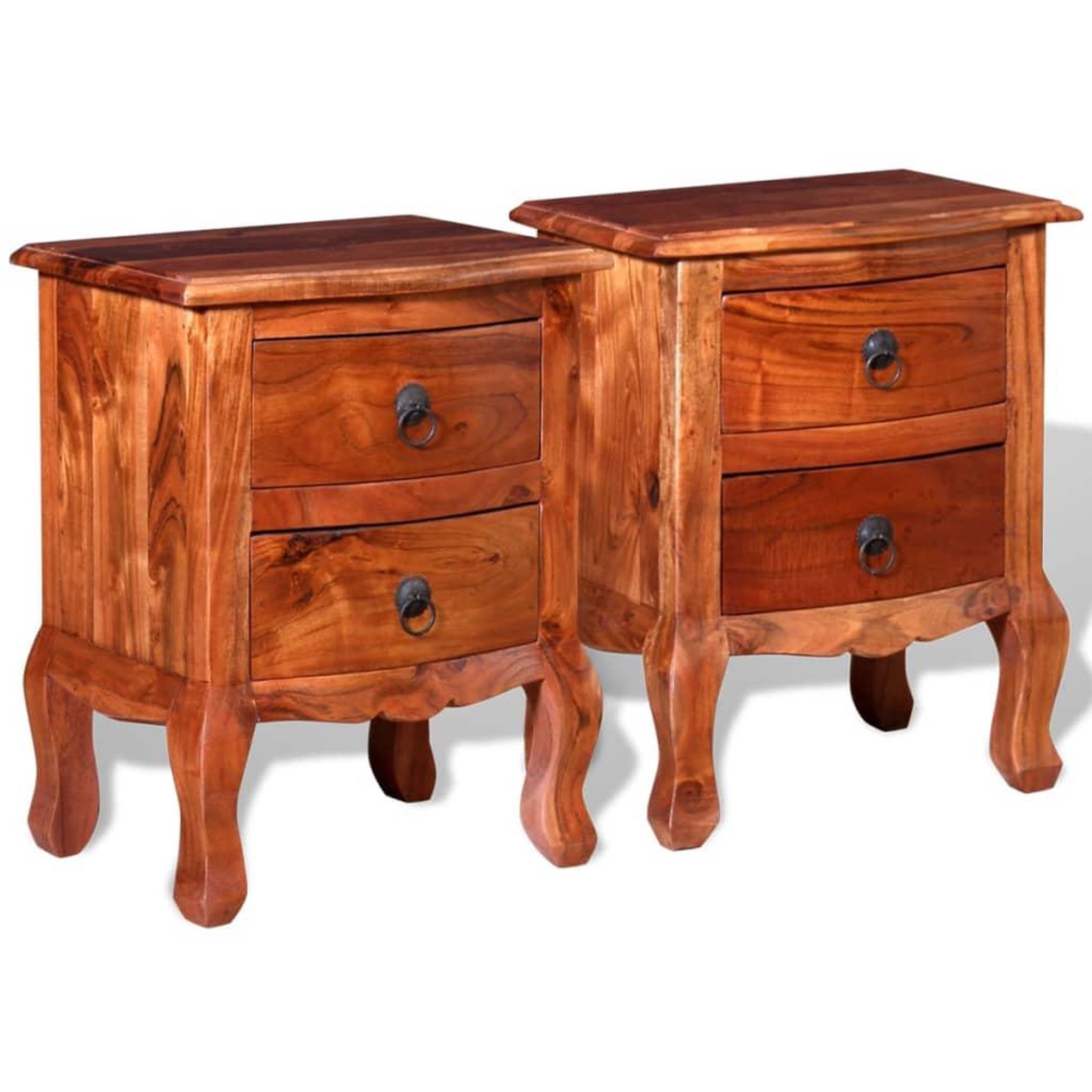 Voir la diapositive 4 : VIDAXL Tables de chevet avec tiroirs 2 pcs Bois d'acacia massif