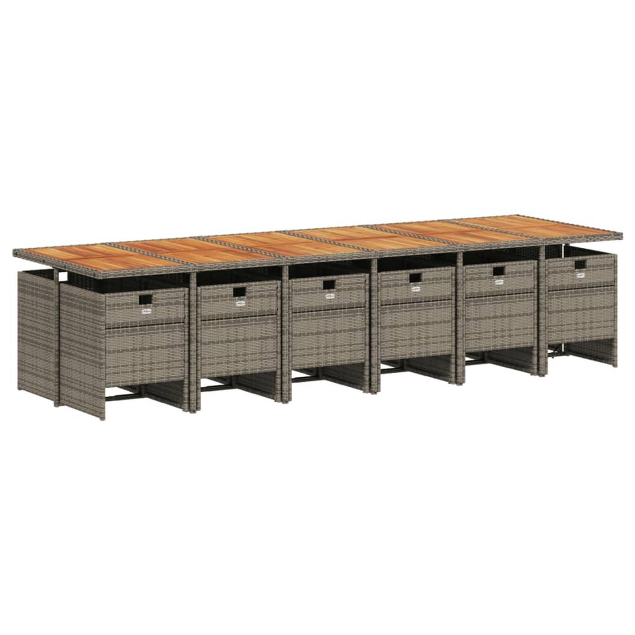 Voir la diapositive 3 : VIDAXL Ensemble a manger de jardin coussins 13 pcs gris resine tressee