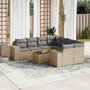 Voir la diapositive 1 : VIDAXL Salon de jardin avec coussins 9 pcs beige resine tressee