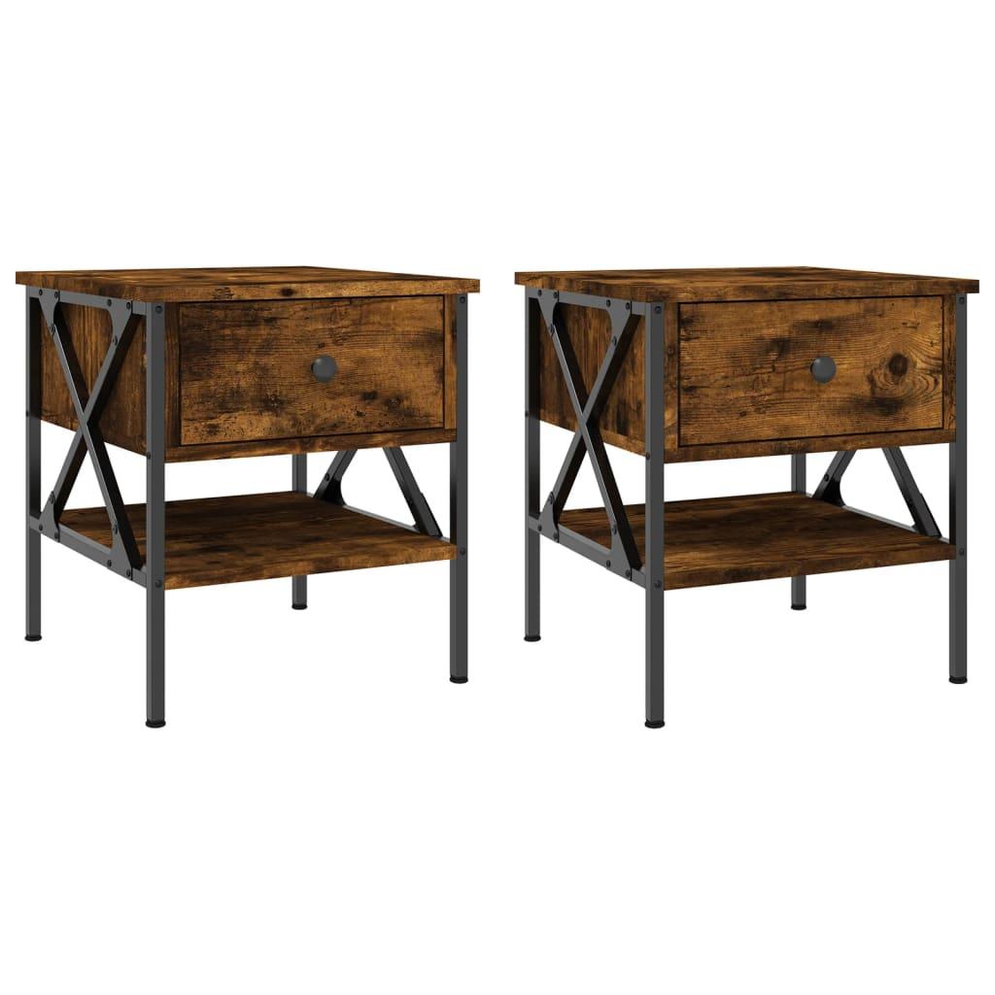Voir la diapositive 2 : VIDAXL Tables de chevet 2 pcs chene fume 40x42x45 cm bois d'ingenierie