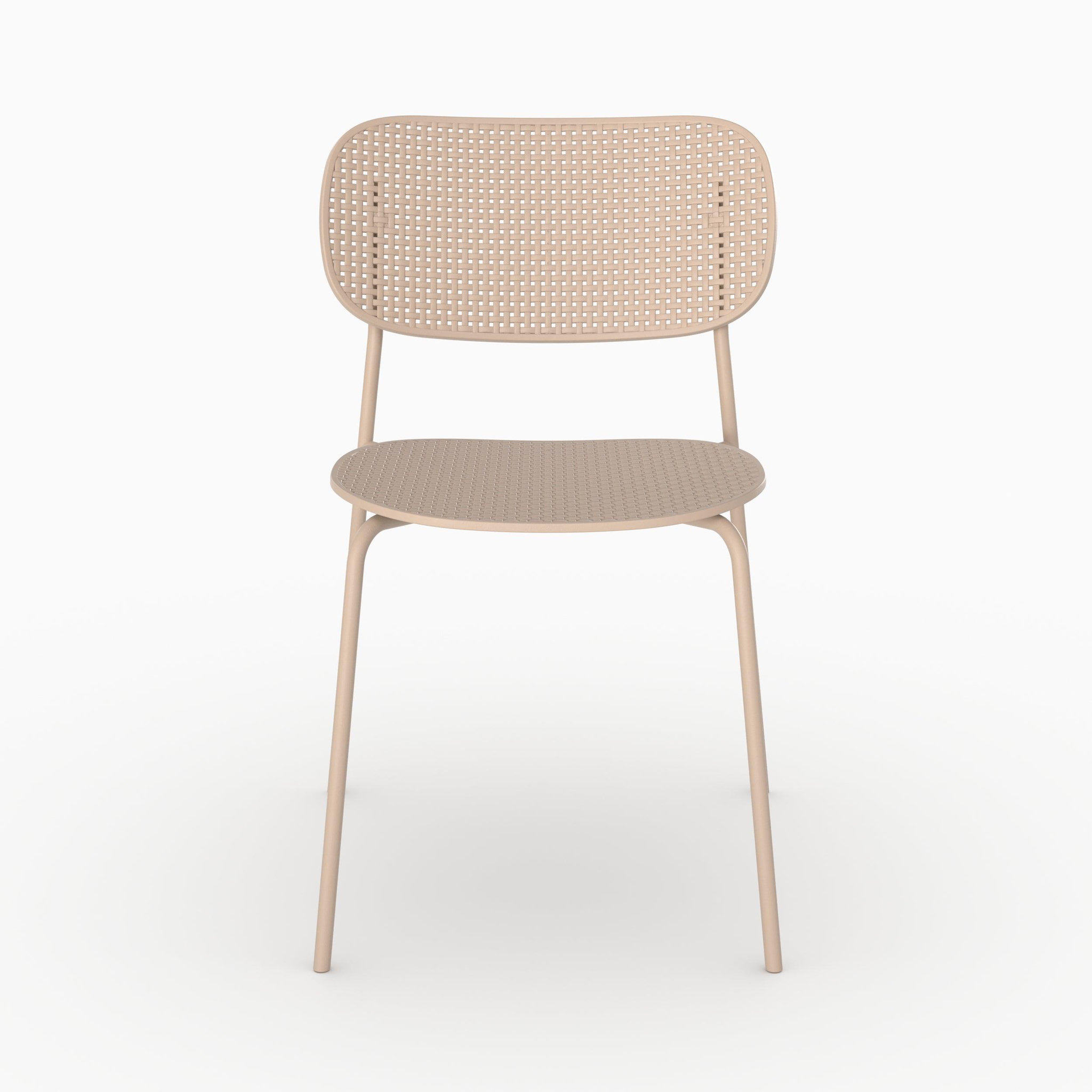 Voir la diapositive 3 : MAISON PAVANE Lot de 2 chaises de jardin empilables en plastique beige-géa