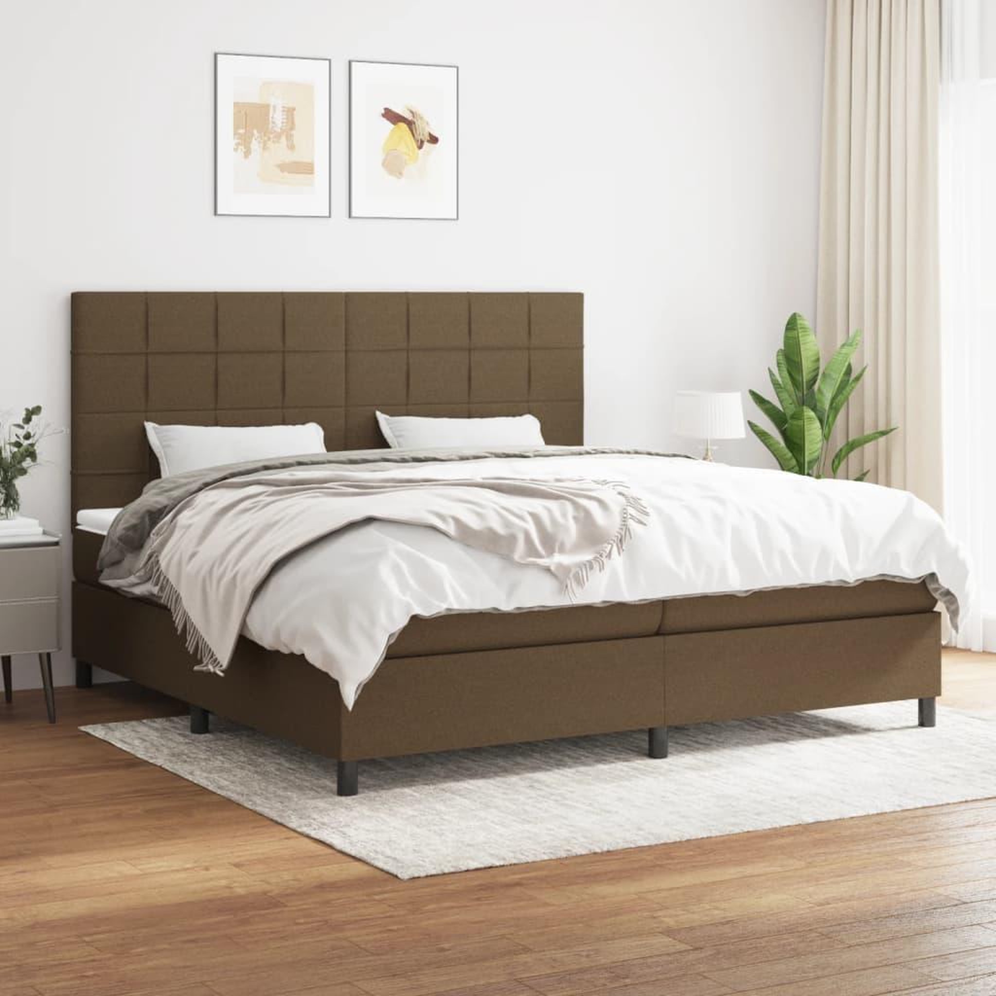 Voir la diapositive 2 : VIDAXL Sommier a lattes de lit avec matelas Marron fonce 200x200 cm