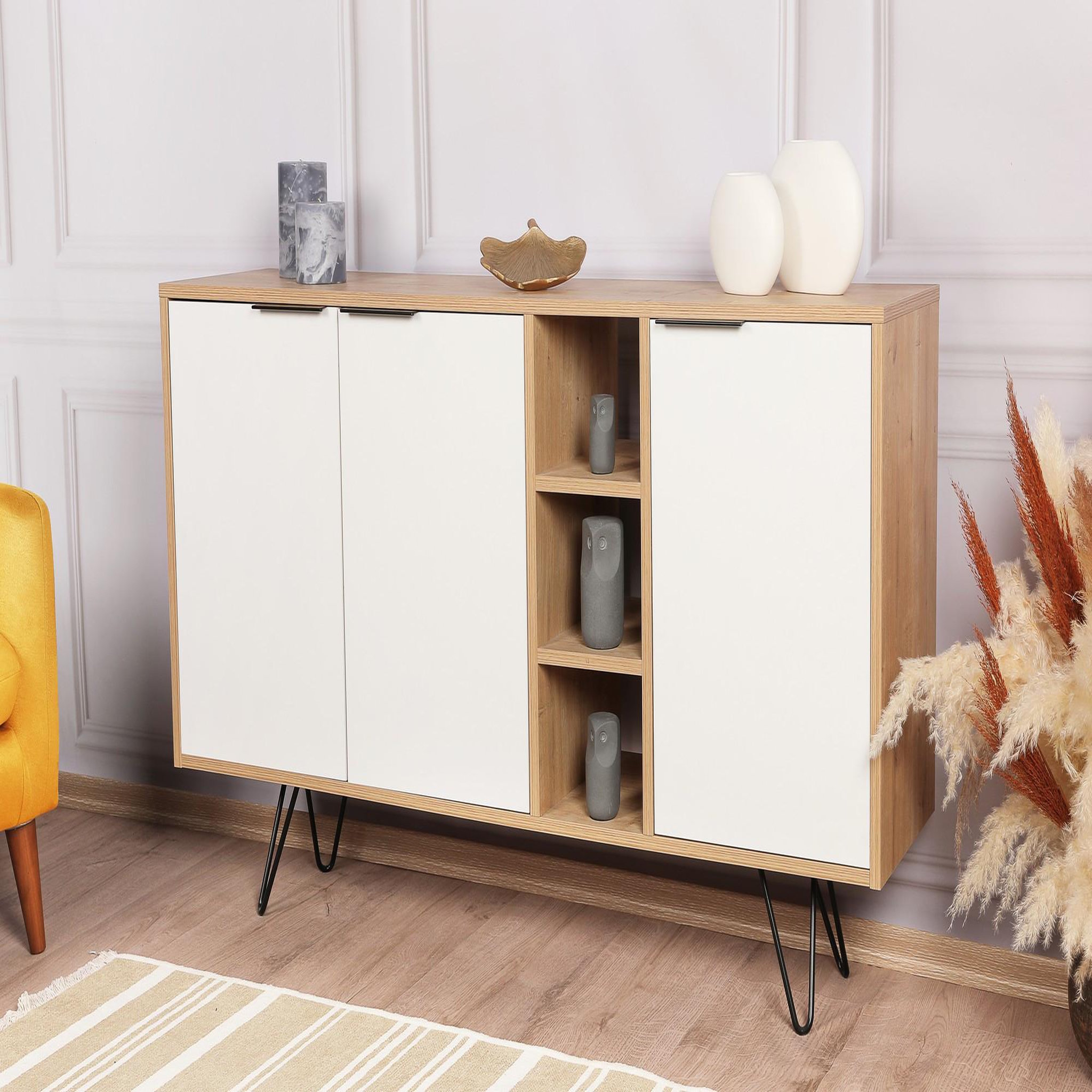 Voir la diapositive 2 : Habitat et Jardin Buffet en bois  Clara  - 142 x 36 x 83 cm - Blanc