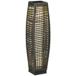 OUTSUNNY Lampadaire LED solaire de jardin style colonial dim. 21L x 21l x 78H cm résine tressée filaire grise