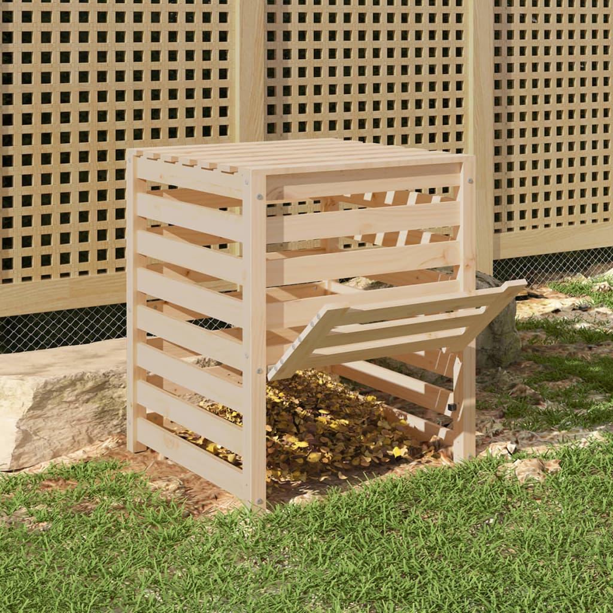 Voir la diapositive 3 : VIDAXL Composteur 63,5x63,5x77,5 cm Bois massif de pin