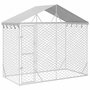 Voir la diapositive 2 : VIDAXL Chenil d'exterieur pour chiens avec toit argente 3x1,5x2,5 m