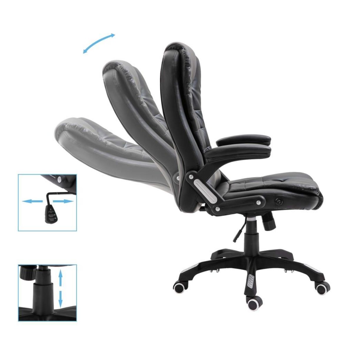 VIDAXL Chaise de bureau Noir Similicuir