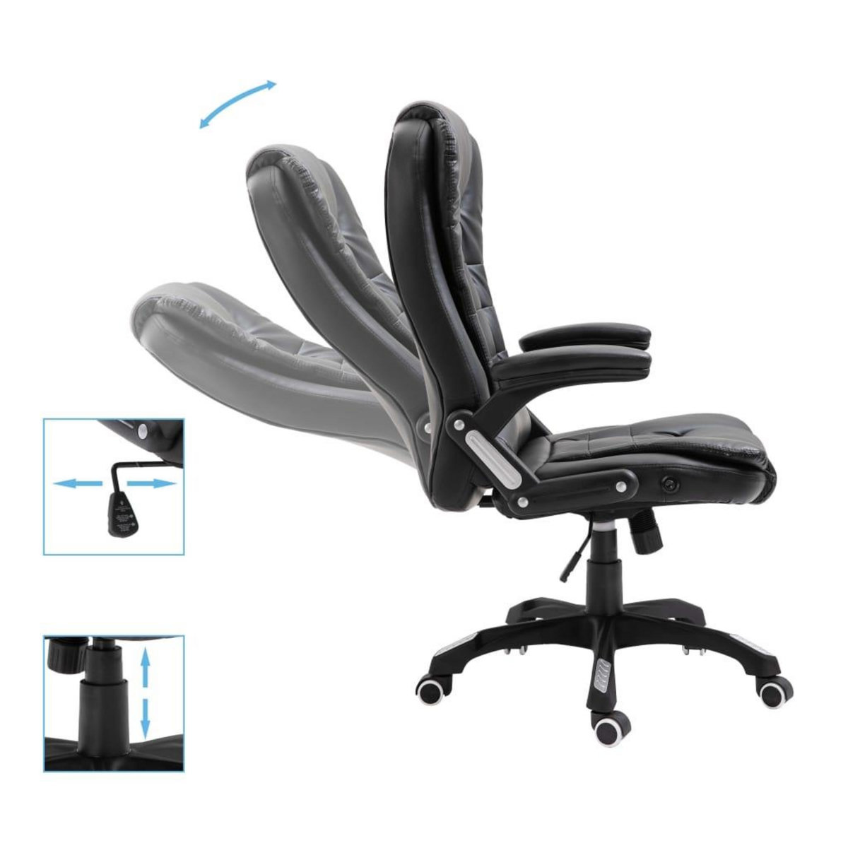 VIDAXL Chaise de bureau Noir Similicuir