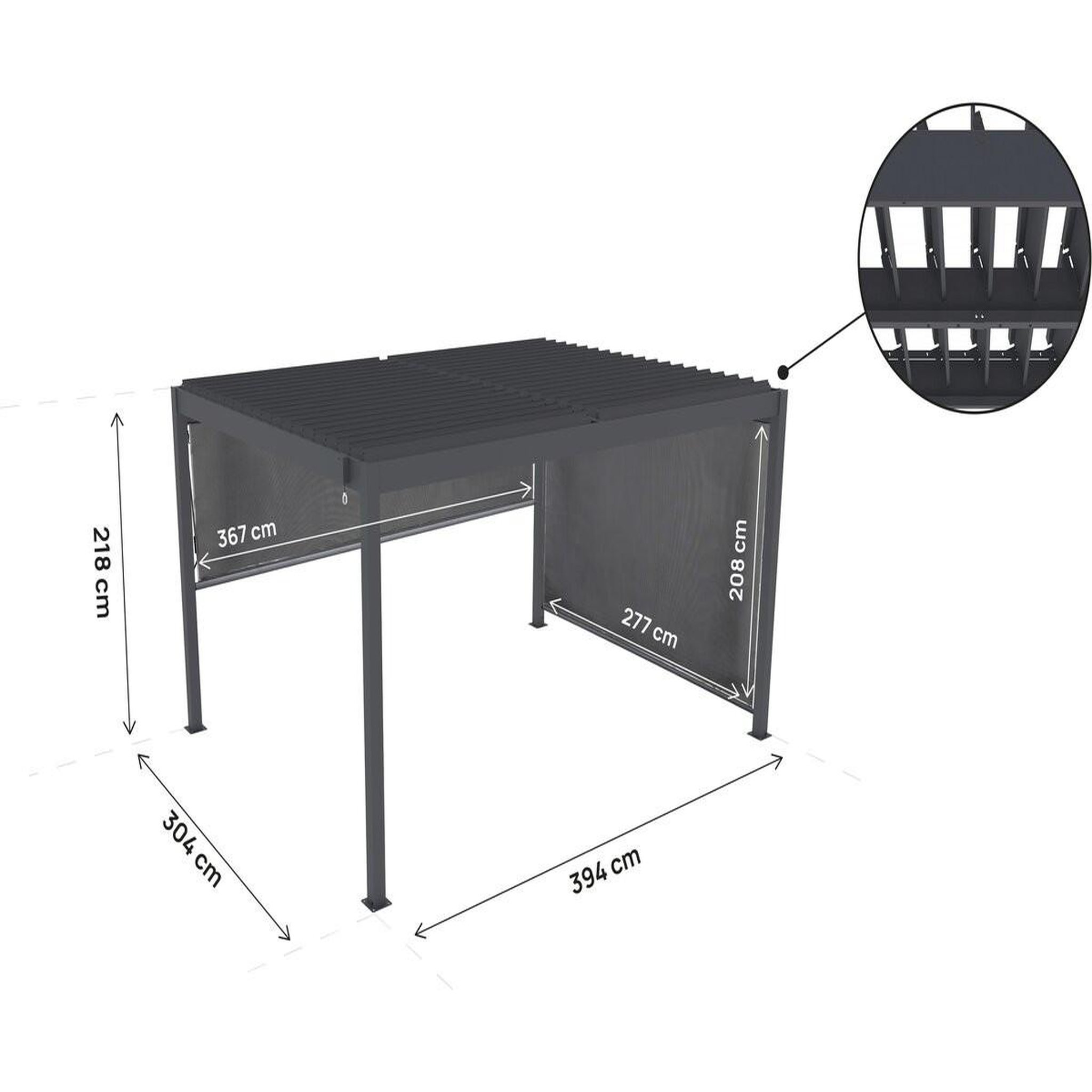 Voir la diapositive 3 : Habitat et Jardin Pergola bioclimatique avec 2 stores en aluminium  windsor  - 3 x 4 m - gris