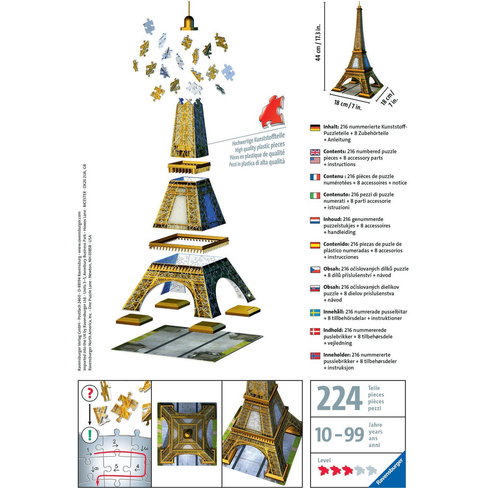 Voir la diapositive 5 : RAVENSBURGER Puzzle 3D 216 pièces Tour Eiffel
