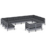 Voir la diapositive 2 : VIDAXL Salon de jardin 12 pcs avec coussins Gris Bois de pin massif