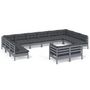 Voir la diapositive 2 : VIDAXL Salon de jardin 12 pcs avec coussins Gris Bois de pin massif