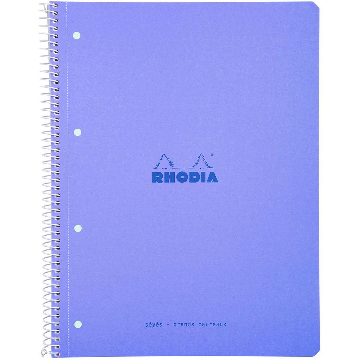 RHODIA Cahier 29,5x22,3 cm 160 pages à spirales grands carreaux seyes pastel violet