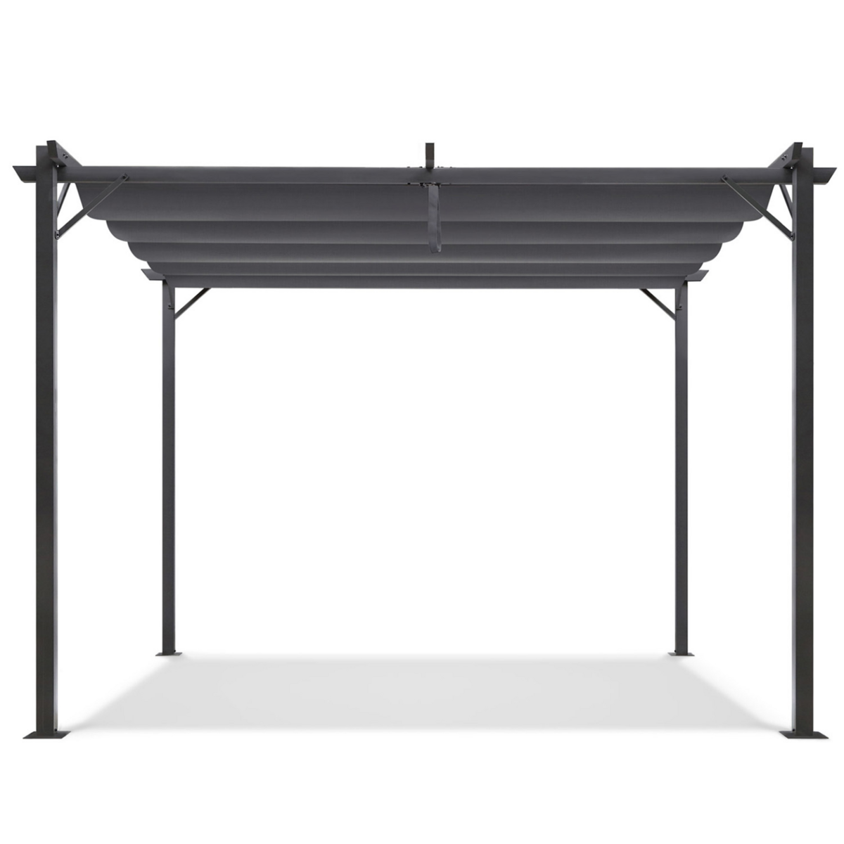 ID MARKET Pergola toit rétractable 4 pieds 3x4 M tonnelle gris anthracite