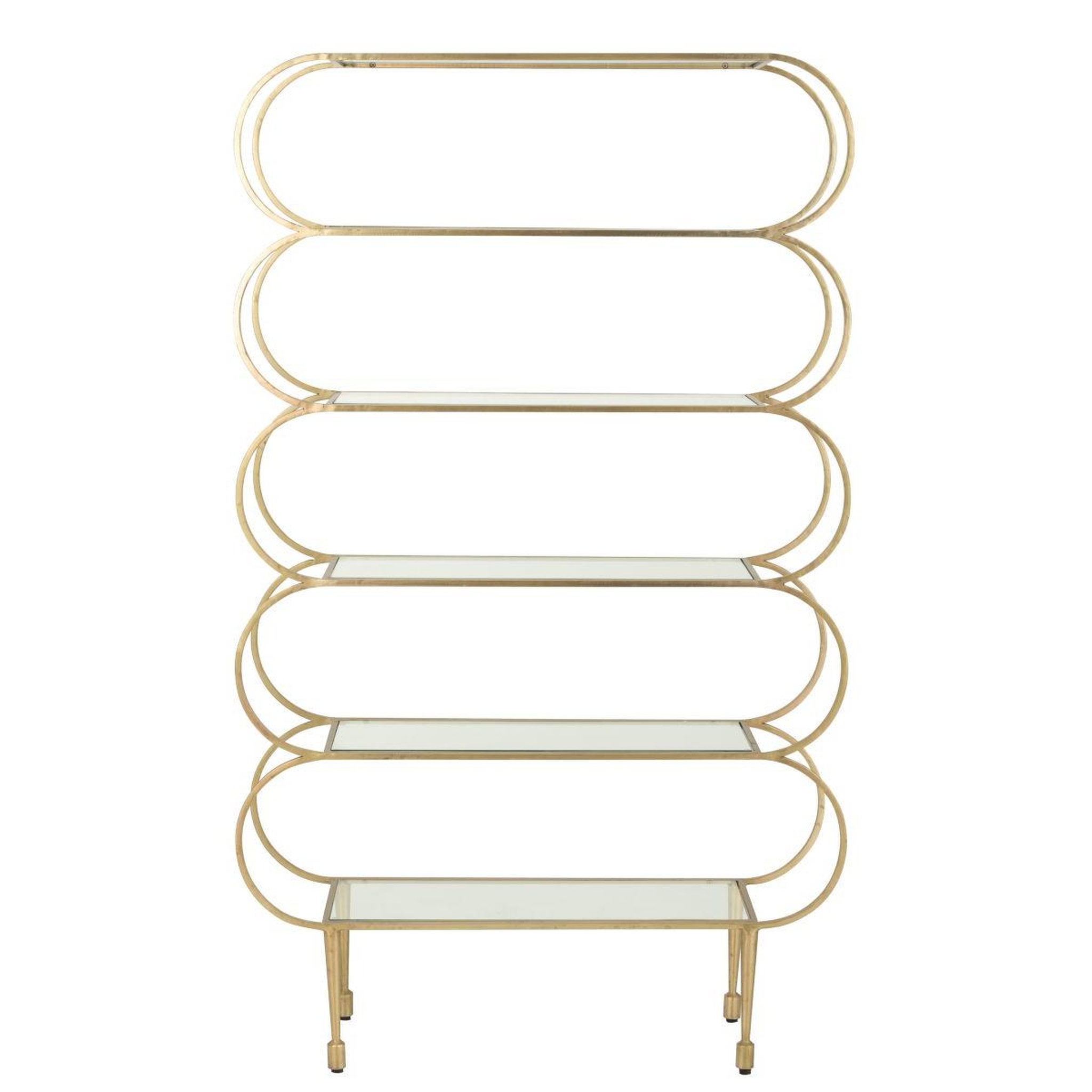 Voir la diapositive 2 : J-LINE Étagère design en verre  qasr  177cm doré