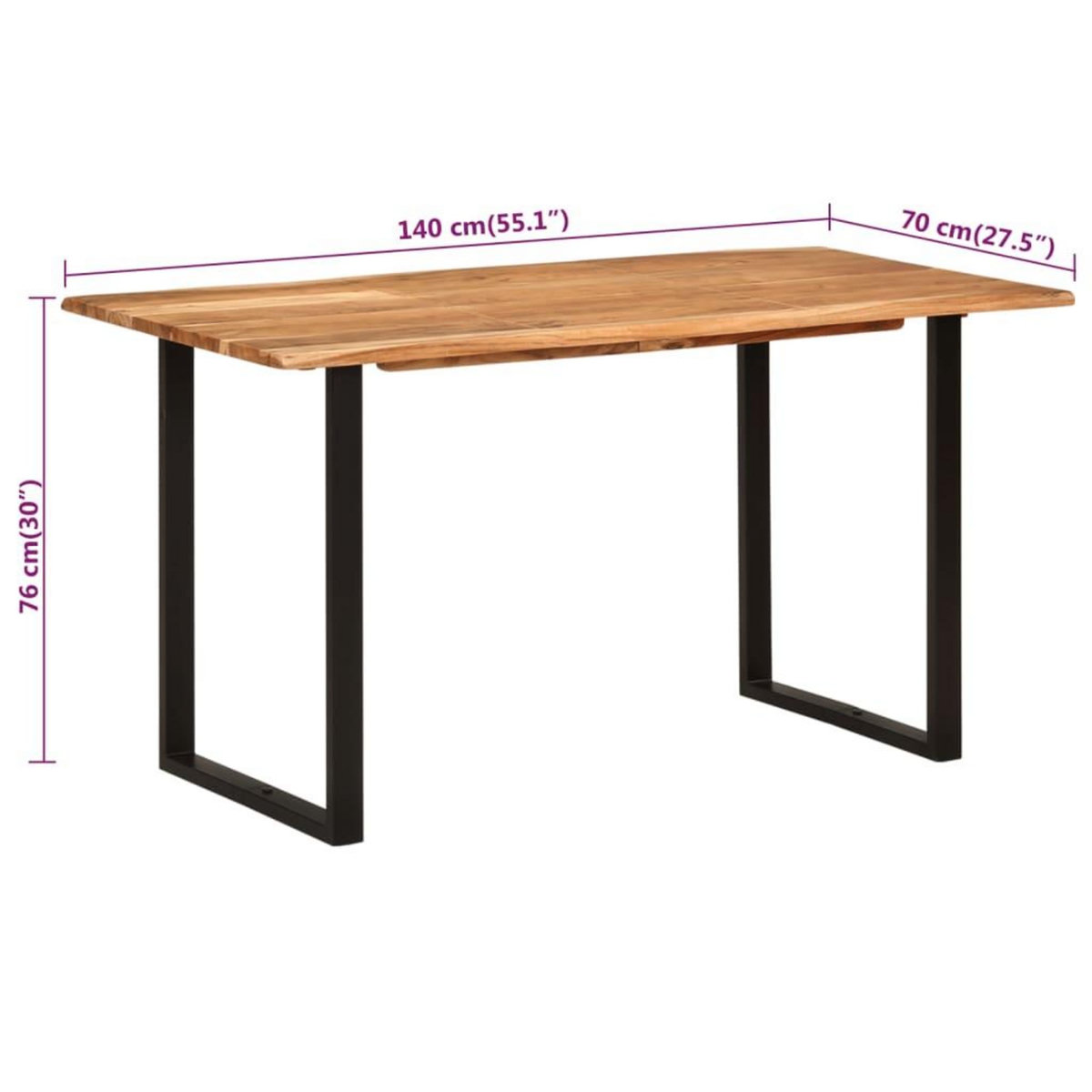 VIDAXL Table de salle a manger 140x70x76 cm Bois d'acacia solide