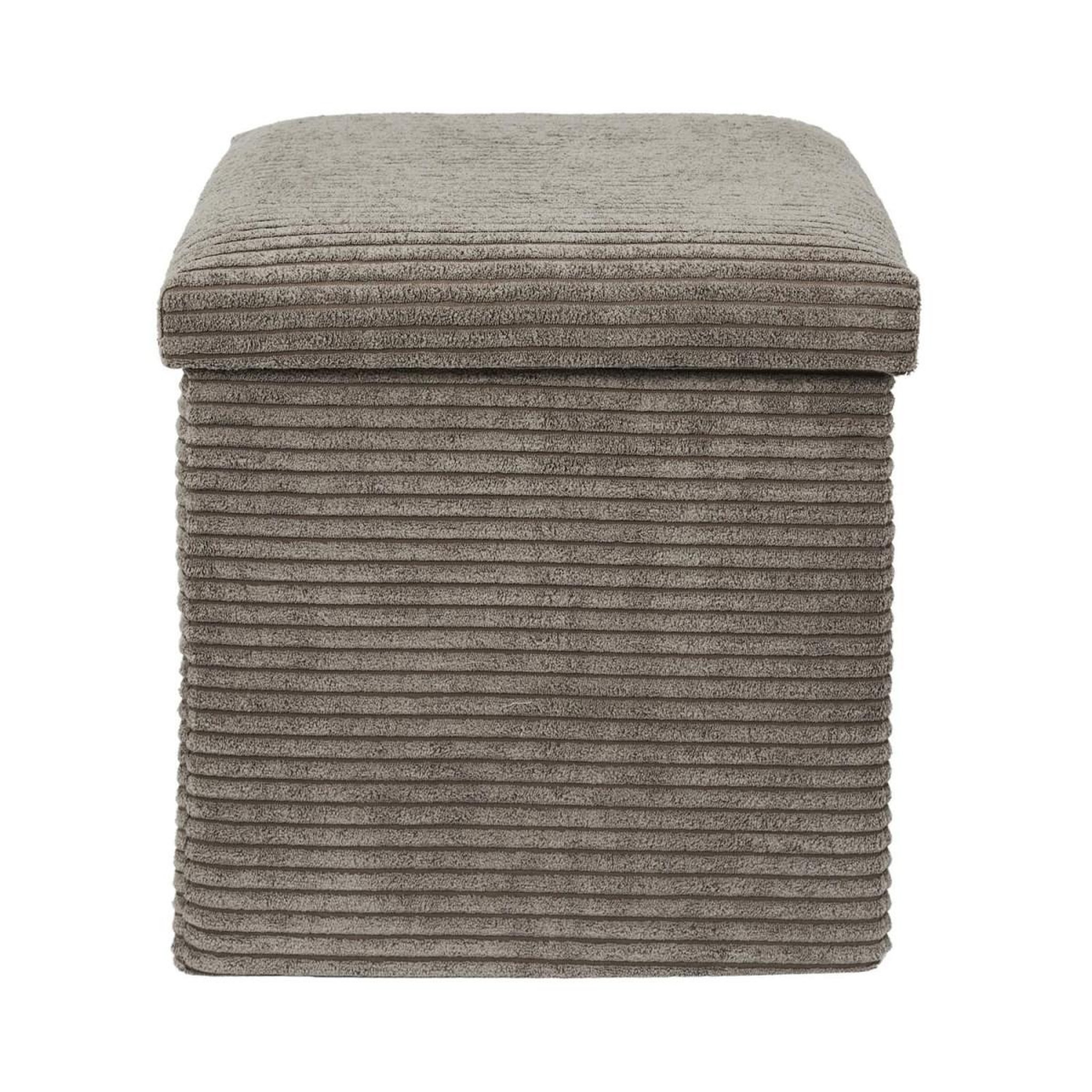 Voir la diapositive 2 : The Home Deco Factory Pouf coffre pliable côtelé  scott  38cm taupe