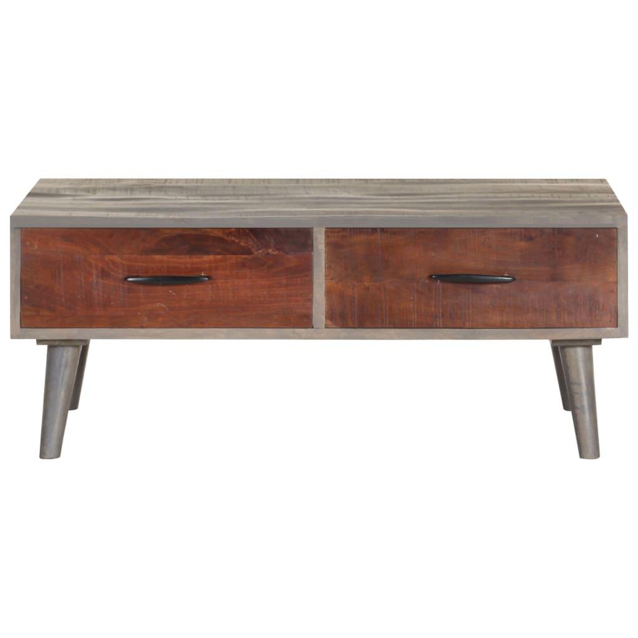Voir la diapositive 3 : VIDAXL Table basse gris 100x60x40 cm bois massif de manguier brut