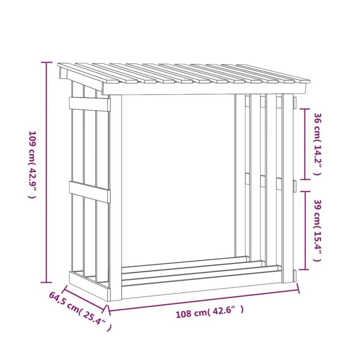 VIDAXL Support pour bois de chauffage 108x64,5x109 cm Bois de pin