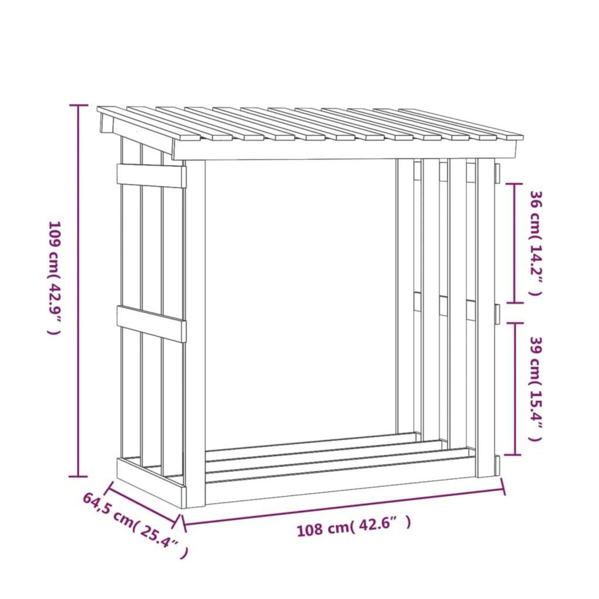 VIDAXL Support pour bois de chauffage 108x64,5x109 cm Bois de pin