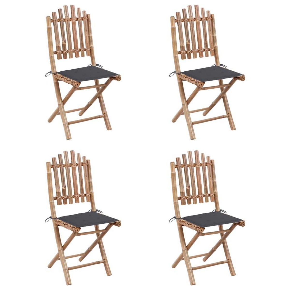 VIDAXL Mobilier a dîner d'exterieur pliable 5 pcs avec coussins bambou